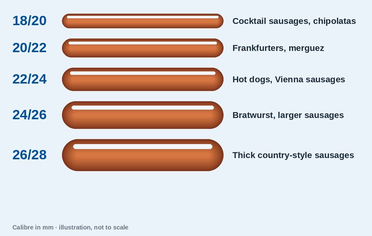 Sausage calibre guide from 18/20 to 26/28 mm